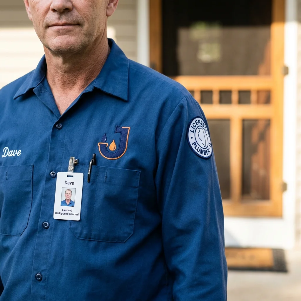 Licensed plumber showing ID badge in Swanquarter, NC