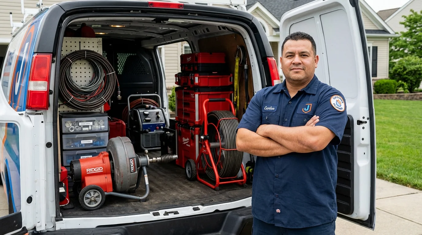 Professional drain cleaning equipment and Johns Plumbing LLC plumber in Swanquarter