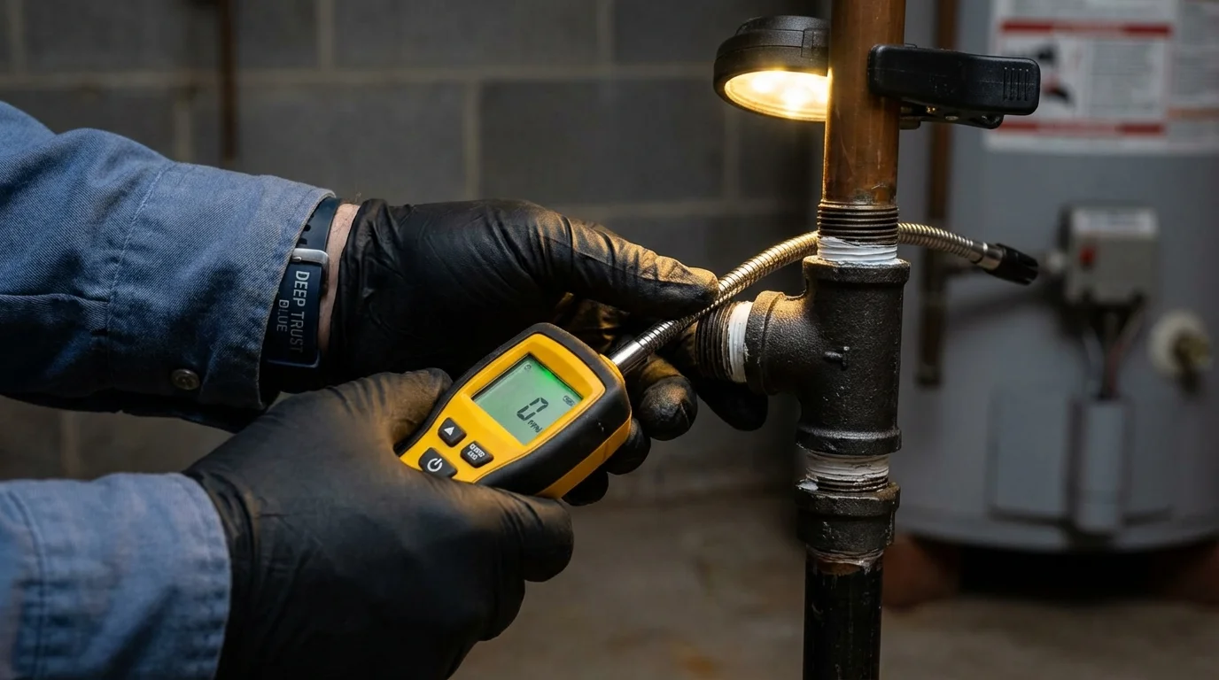 Gas leak detection with electronic sniffer by Johns Plumbing LLC in Swanquarter