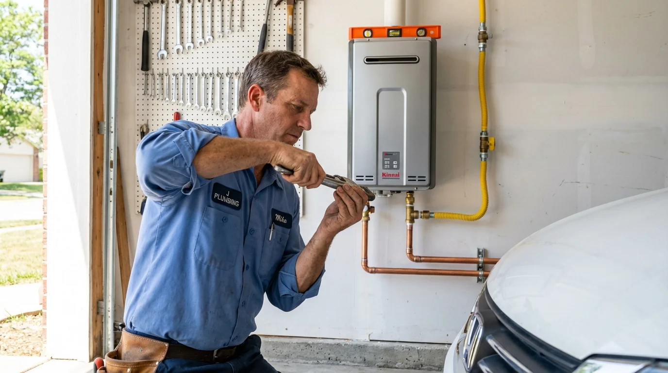 Tankless water heater installation by a Johns Plumbing LLC plumber in Swanquarter