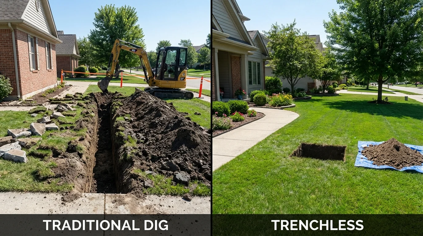 Trenchless sewer repair with minimal yard damage versus traditional excavation in Swanquarter, NC